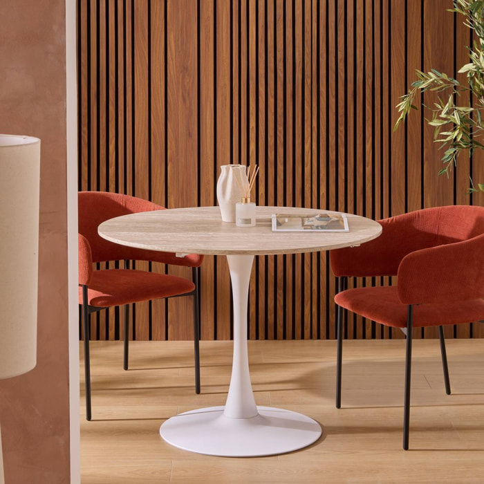 Table à manger "Elias" blanc D102x76cm