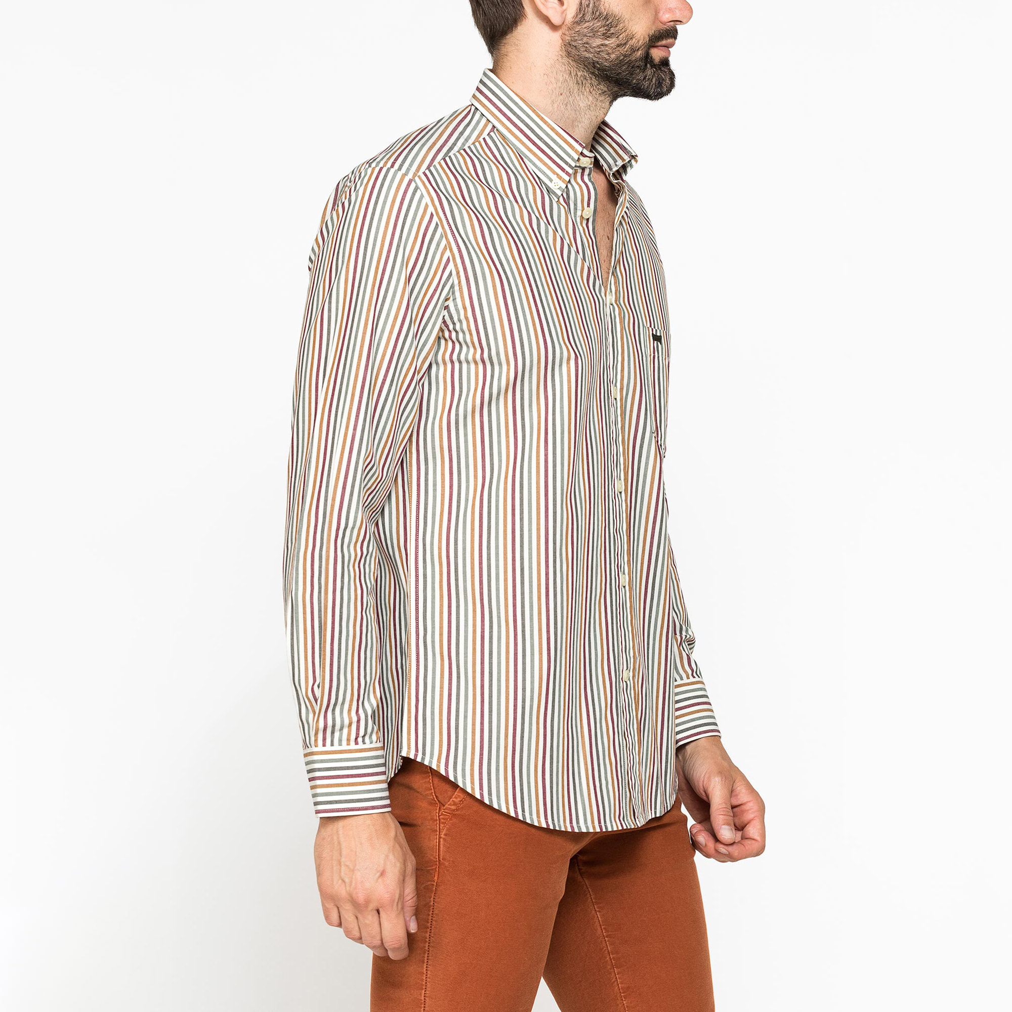 CAMICIA FANTASIA TINTO FILO CON COLLO BUTTON-DOWN