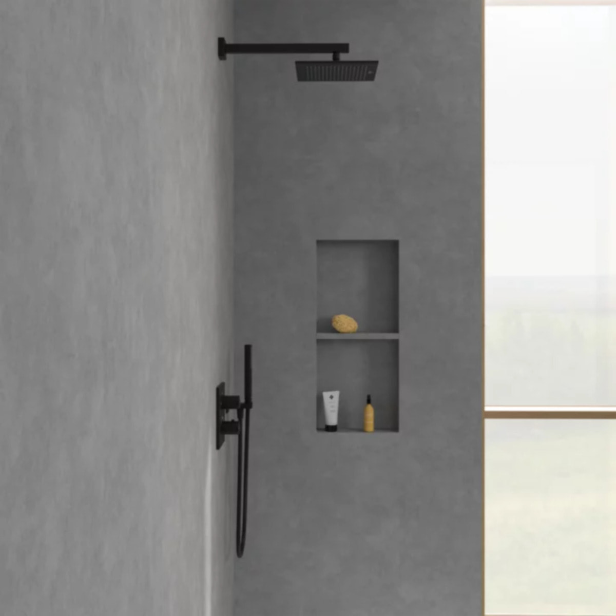 Douche de tête Universal rectangle Noir mat