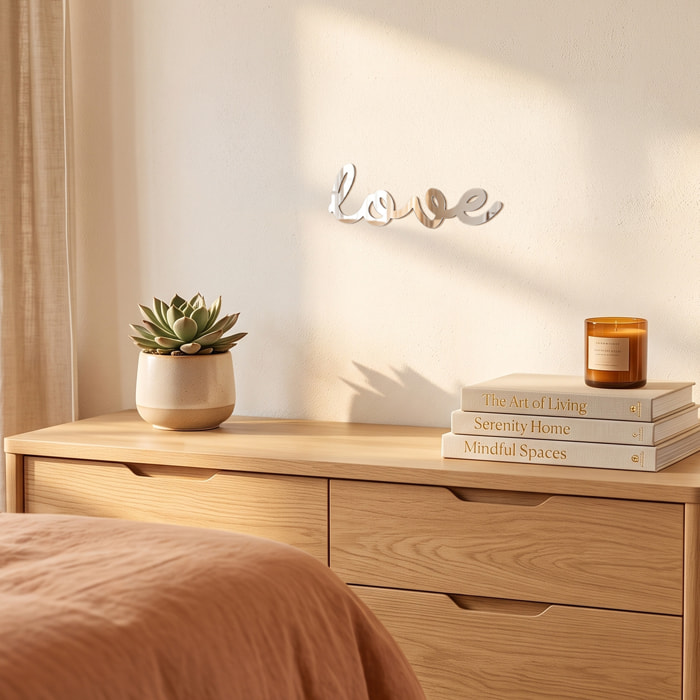 Sticker effet mirroir Love 30 x 10 cm