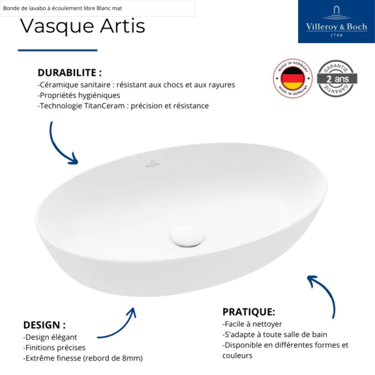 Vasque ovale à poser Artis Powder