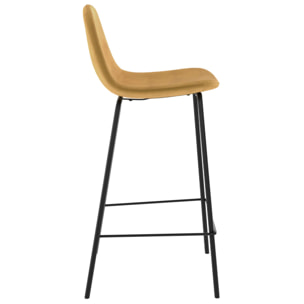 Lot de 2 chaises pour îlot central 65 cm en velours jaune - Henrik