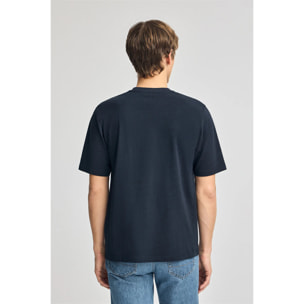 Maglietta blu marino in cotone con ricamo Rigby Go