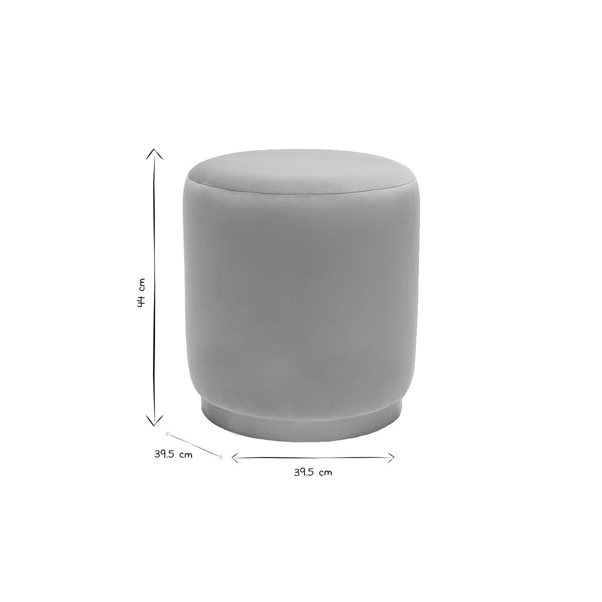 Pouf rond en velours taupe et métal doré D40 cm AMAYA