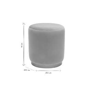 Pouf rond en velours taupe et métal doré D40 cm AMAYA