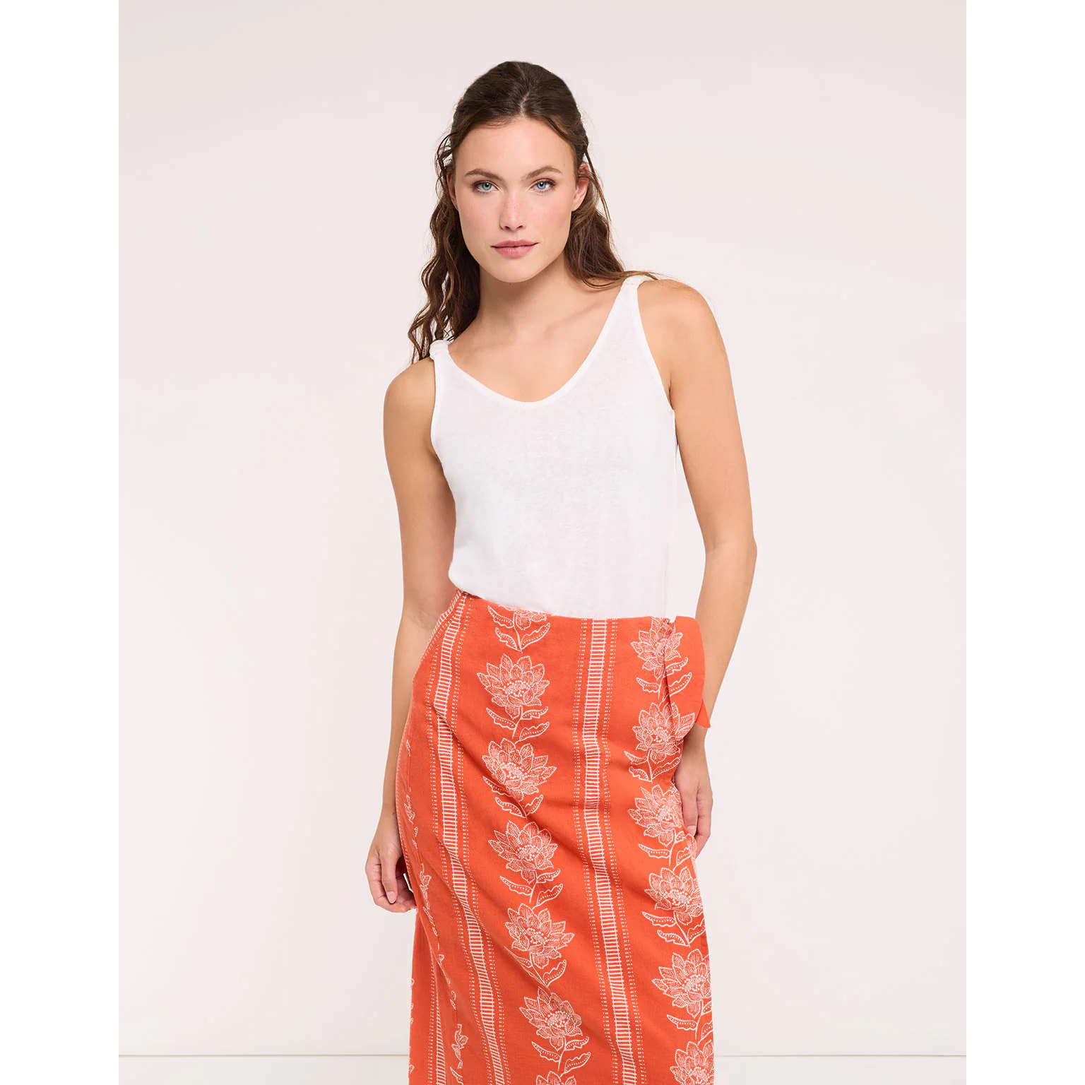 Falda Midi Naranja con Lazo - Gilia