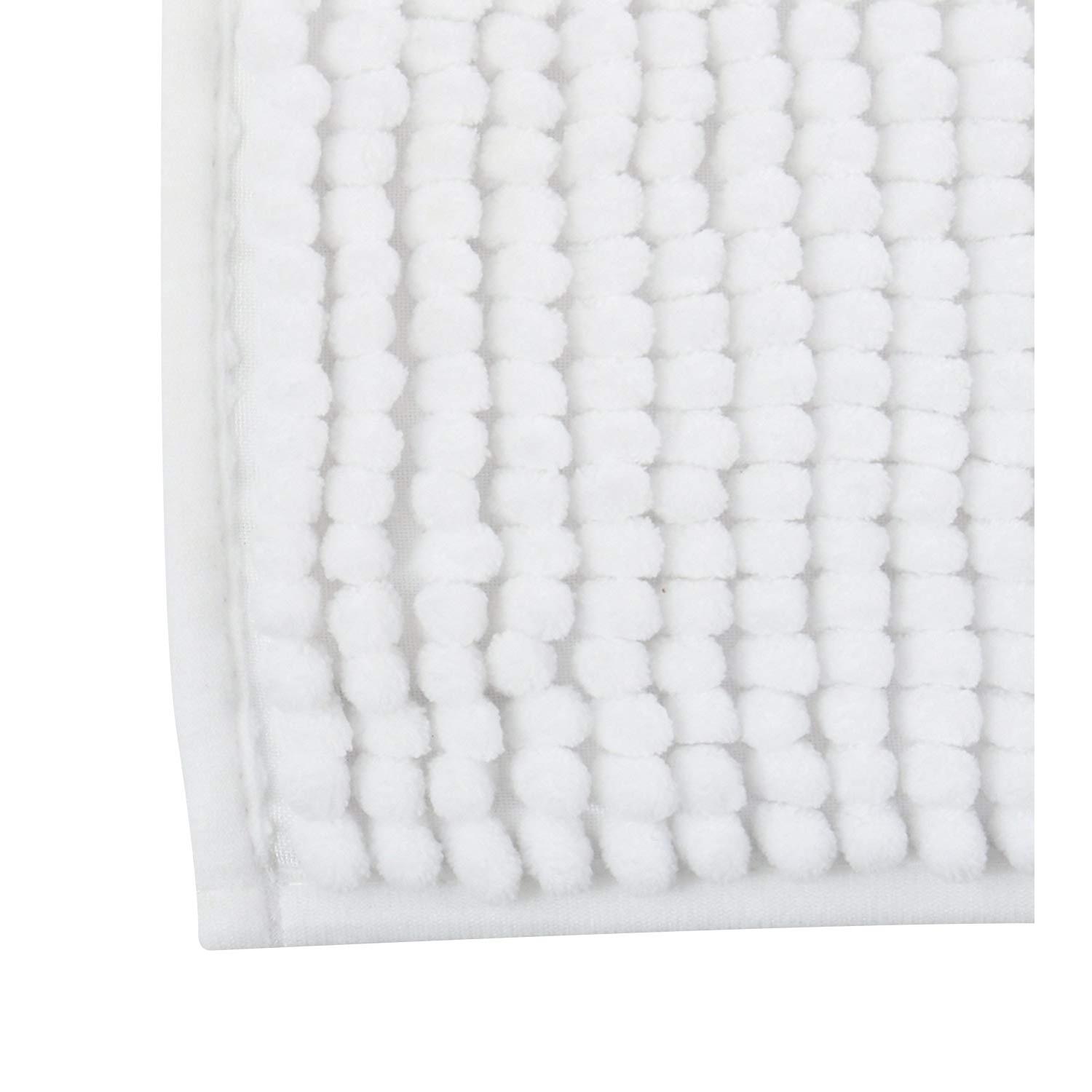 Alfombra de baño MSV ''Chenille'' de microfibra en color blanco 40 x 60 cm