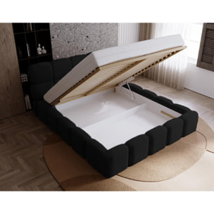 Mariposa - lit coffre - 160x200 cm - sommier inclus - en velours - Noir