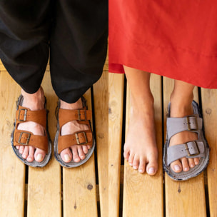 Sandalias N598 NOBUCK LAVADO CUERO/ RECYCLUS UNISEX color Cuero
