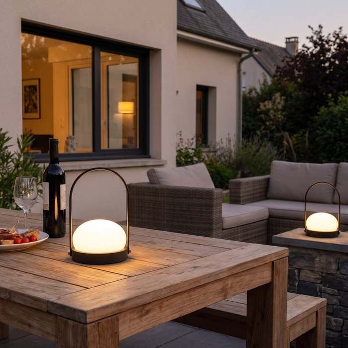 Lot de 2 lampes baladeuses sans fil rechargeables USB LED blanc chaud et blanc froid dimmable 2x DAY H22cm