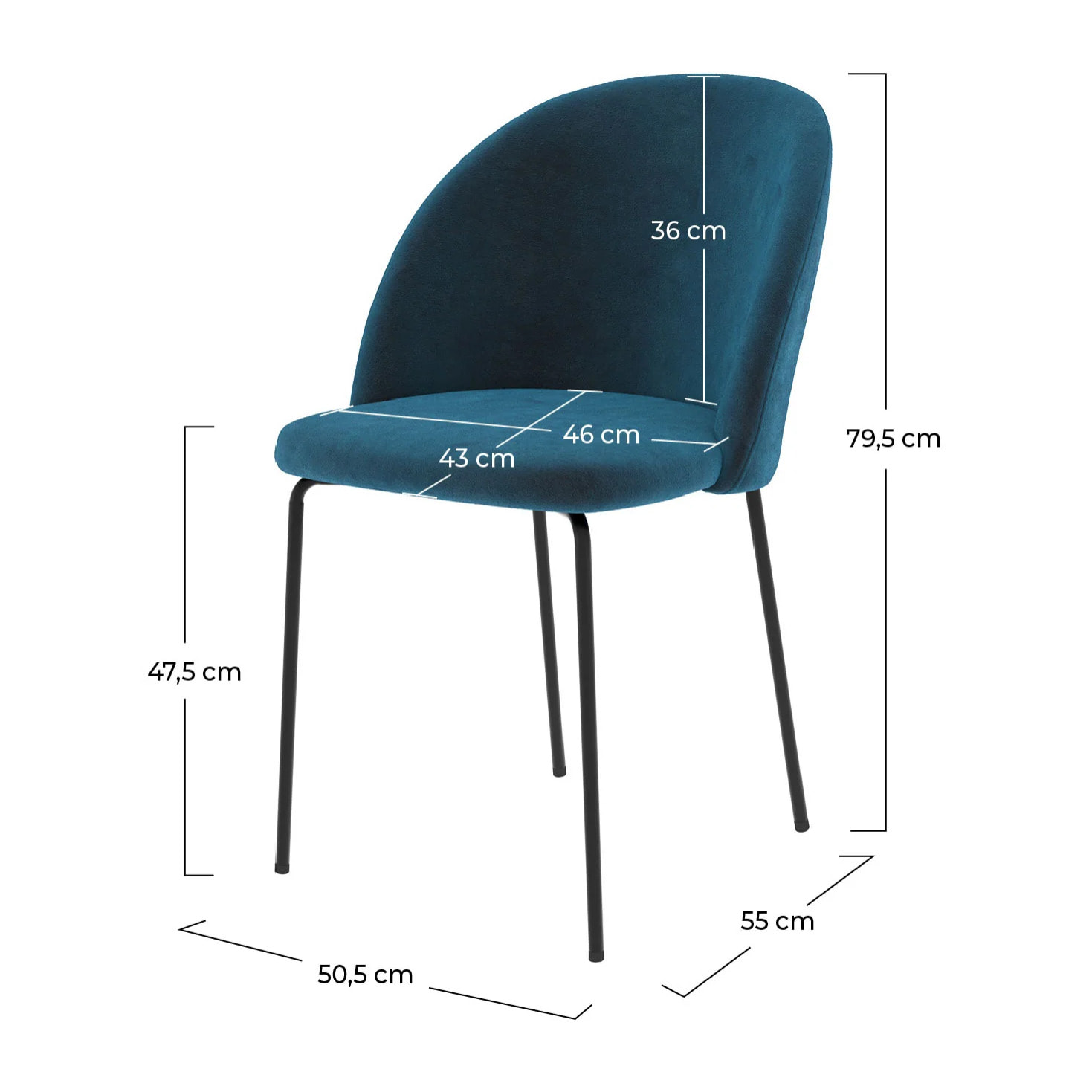 Lot de 2 chaises en velours bleu foncé - Karl
