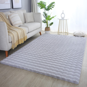 LAPONIE - Tapis uni doux en relief Gris