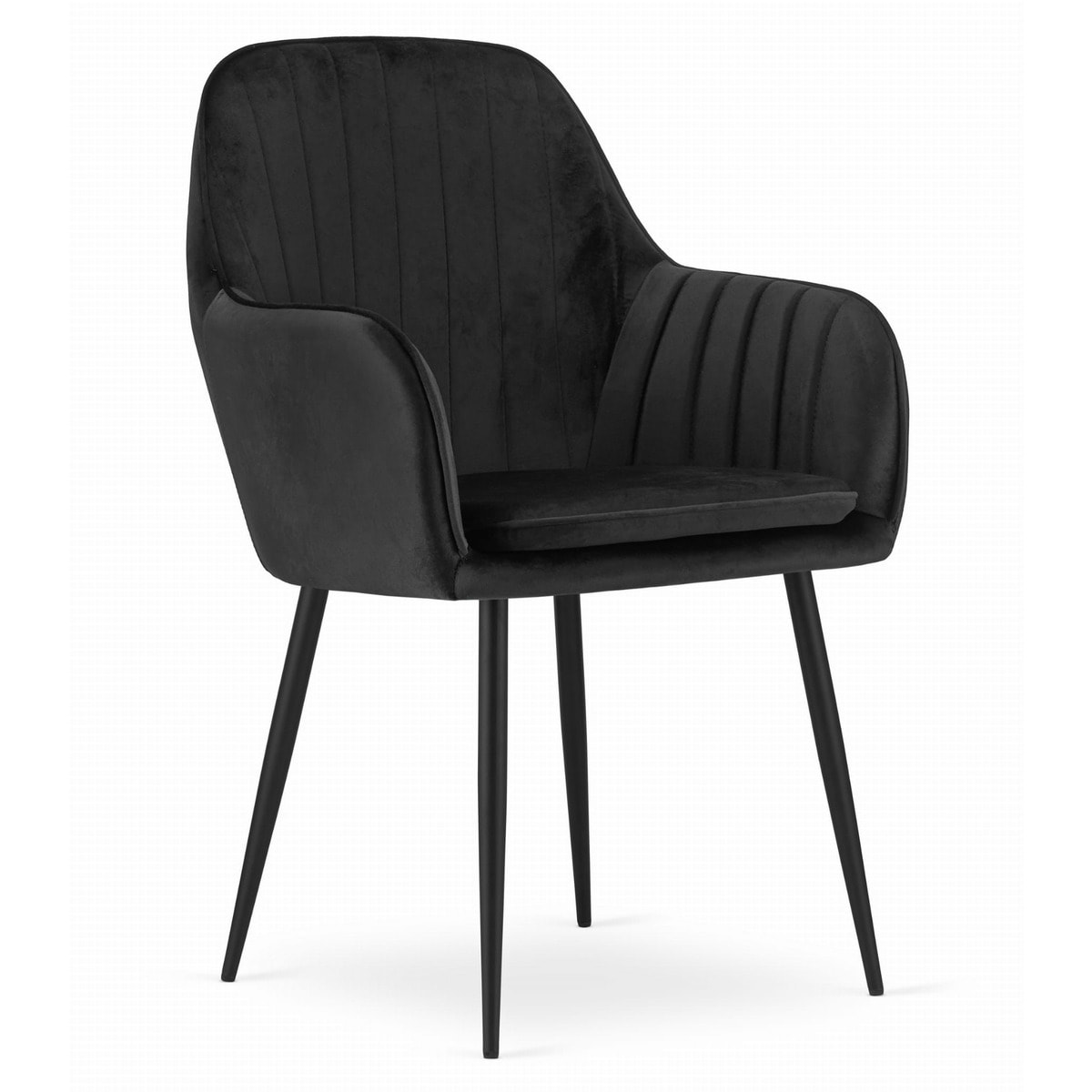 Sedia di design Lugo in velluto nero con gambe in metallo