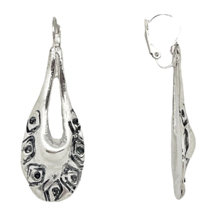 Pendiente ballestilla dormilona lágrima grabados en plata chapado