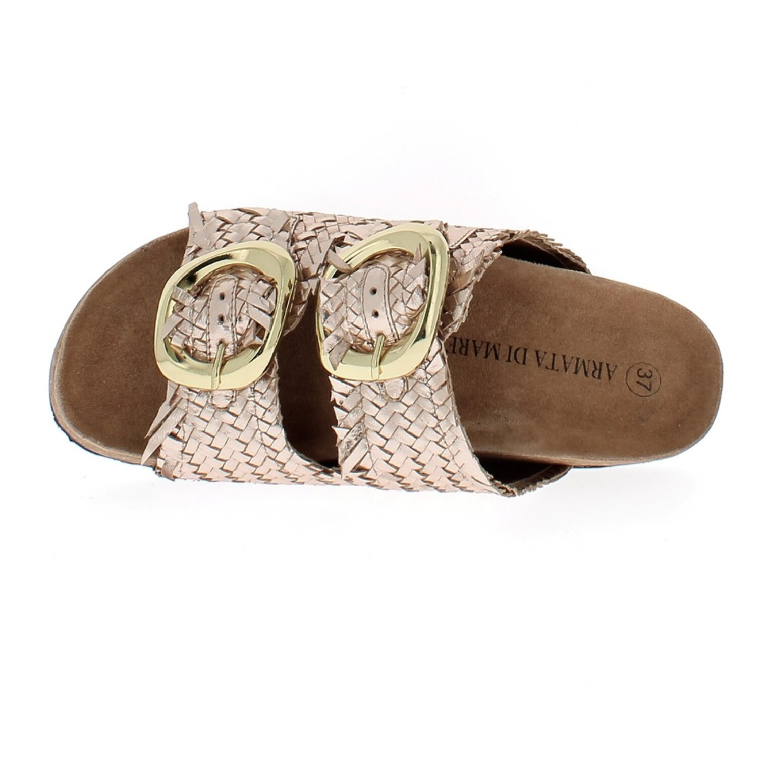Armata di Mare Scarpe Donna Ciabatte in Pelle con Doppia Fibbia AMD 1V3760 Rose Gold