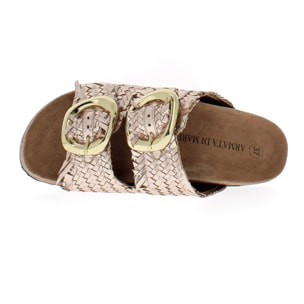 Armata di Mare Scarpe Donna Ciabatte in Pelle con Doppia Fibbia AMD 1V3760 Rose Gold