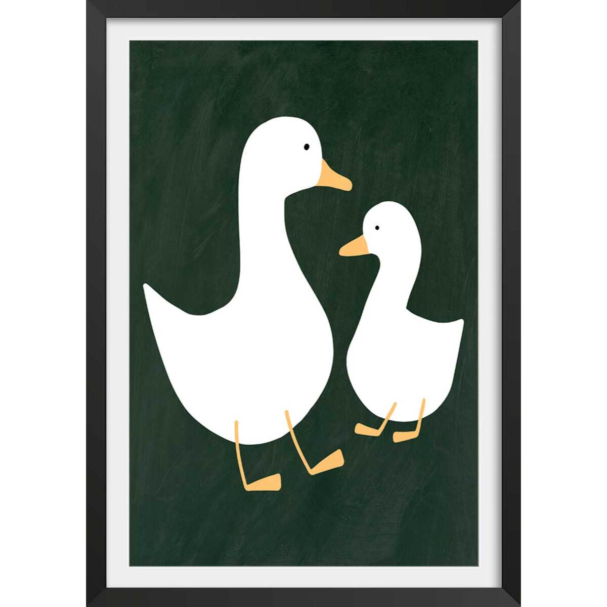Affiche enfant oie  Affiche + cadre en bois - Noir
