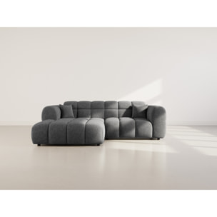 Mini Ray - Canapé d'angle gauche 4 places en tissu texturé - Gris Anthracite