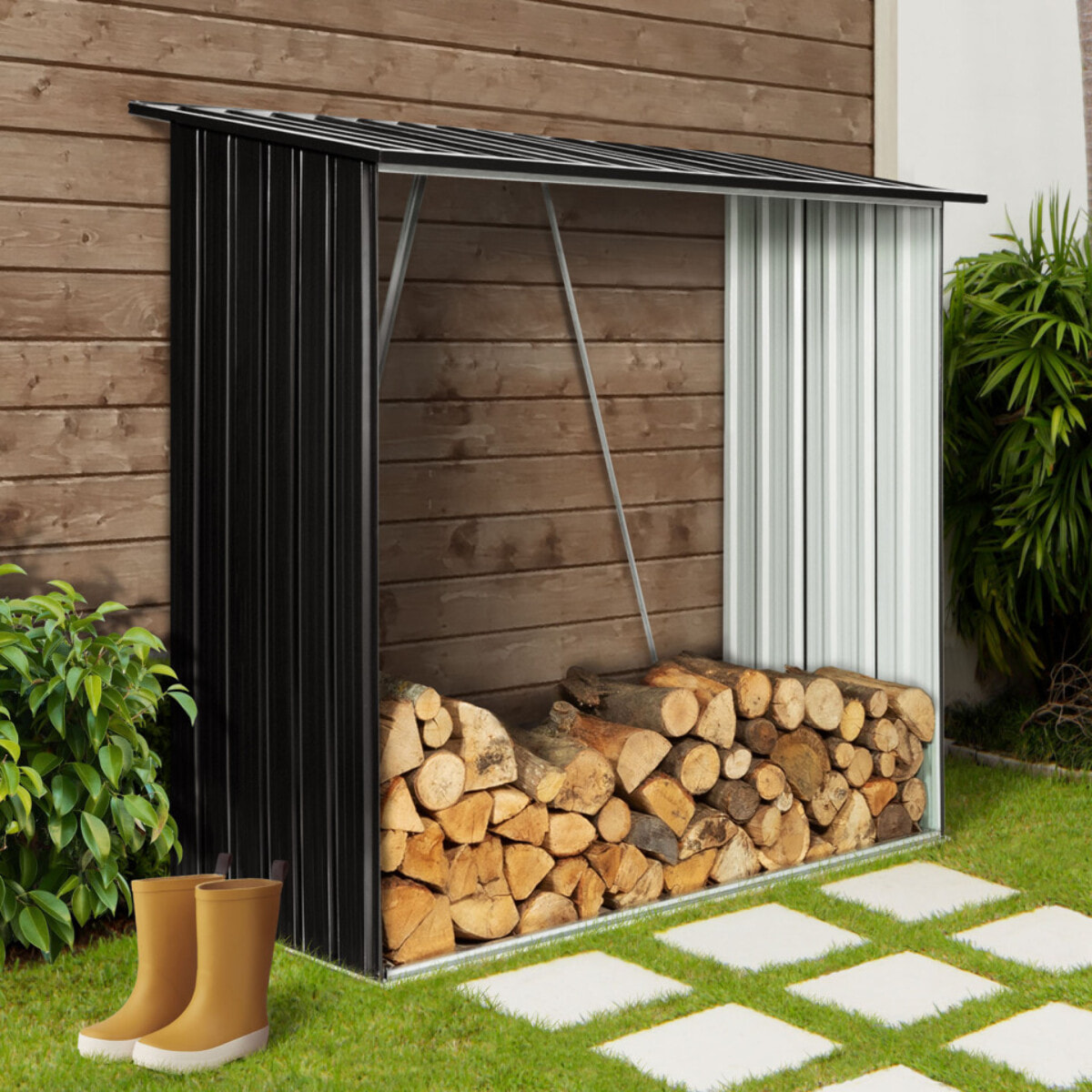 Abri bûches en métal