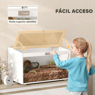 Jaula para Hámster Casa para Animales Pequeños con Tapa Abatible y Ventana de Acrílico Transparente para Hámsteres Enanos Jerbos Pequeños 80x50x50 cm Blanco