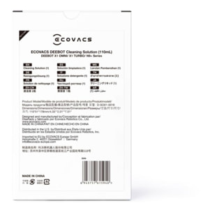 Détergent ECOVACS pour aspirateur robot laveur modèles T10, X1 , X1 Plus - 110 mL