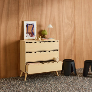 Commode enfant décor bois 3 tiroirs AZUR