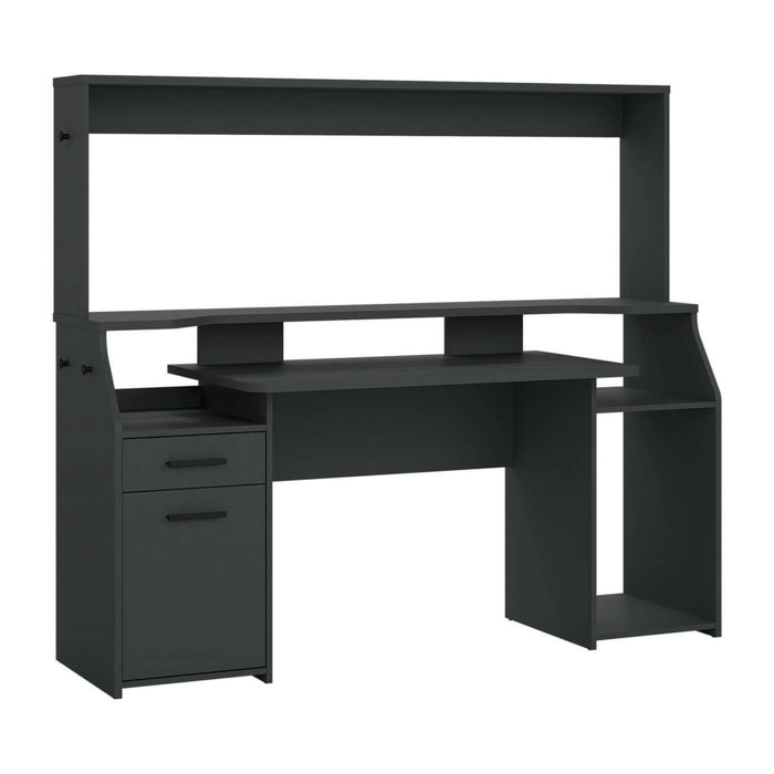 Scrivania Napoleon, Scrittoio multiuso, Tavolo per ufficio porta PC, Piano di lavoro, 171x62 h150 cm, Grigio