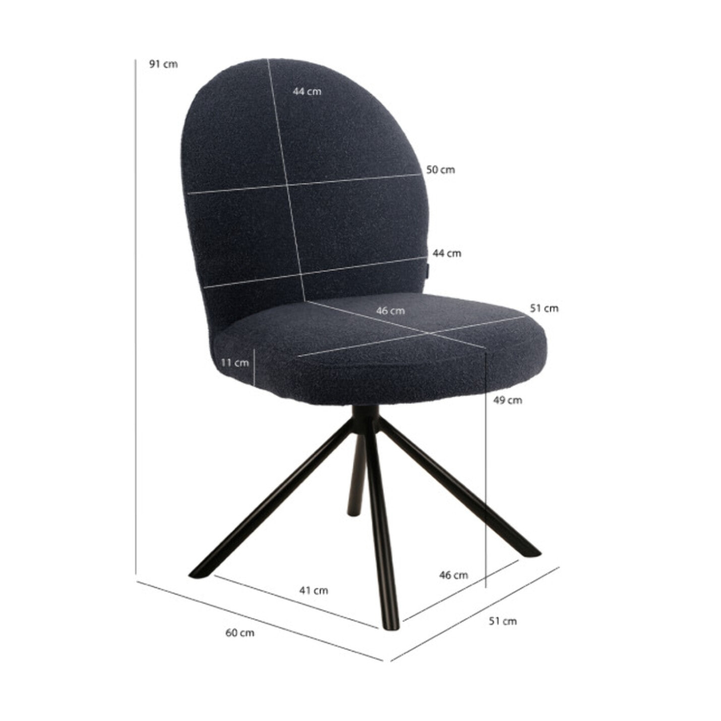 Chaise rotative 180° en tissu bouclette - BÉRANGÈRE