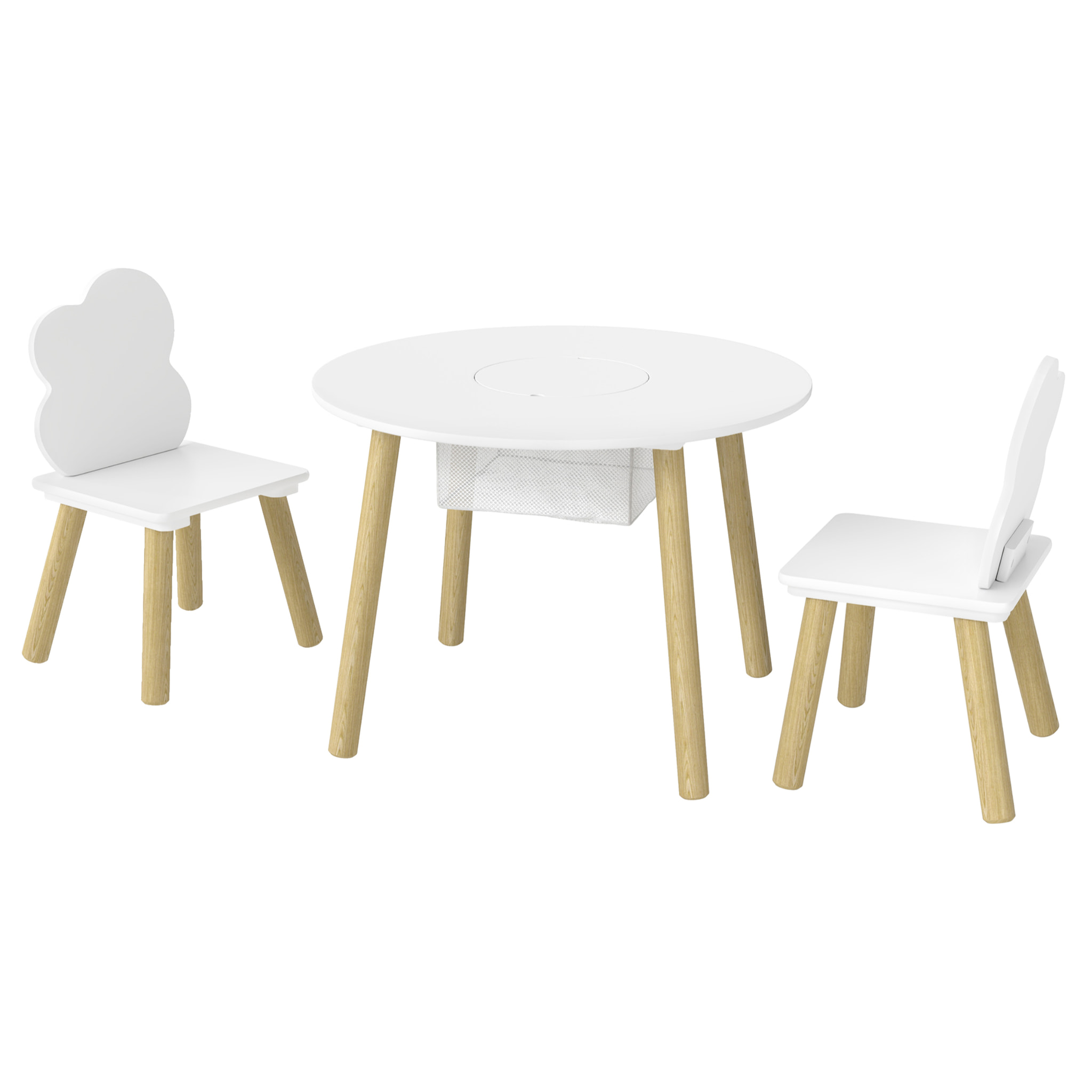 Ensemble table chaises enfant style nordique avec rangement