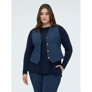 Fiorella Rubino - Gilet in Punto Milano con bottoni - Blu