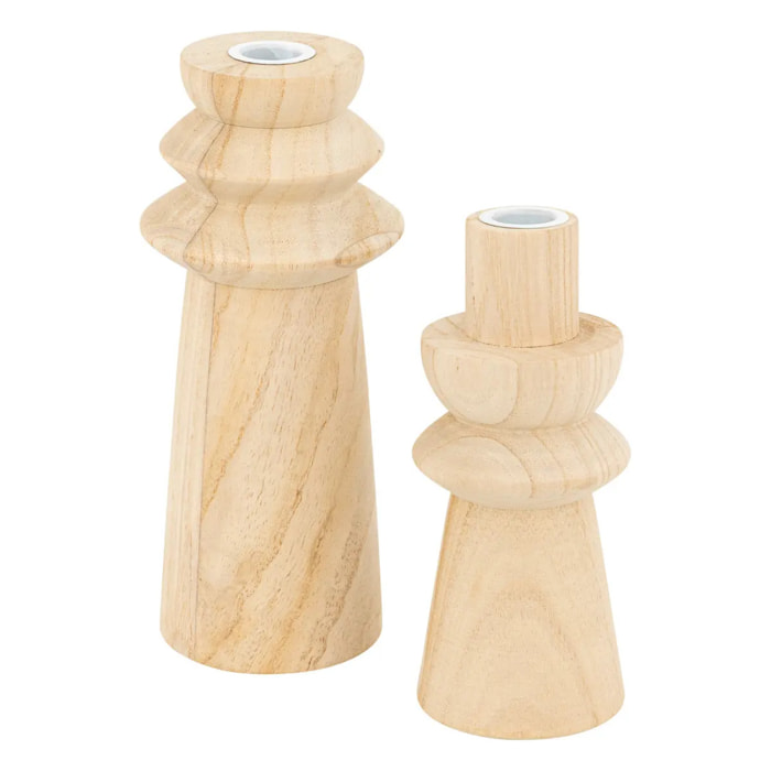 Set de 2 bougeoirs Uma bois H235cm