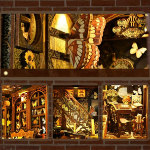 Colección de Mariposas. Book Nook de madera, diseño 3D realista con gran detalle, cubierta y luces led.