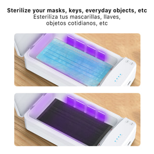 DAM Scatola sterilizzante con luce ultravioletta e funzione aromaterapia. 12x23x4 cm. Colore nero