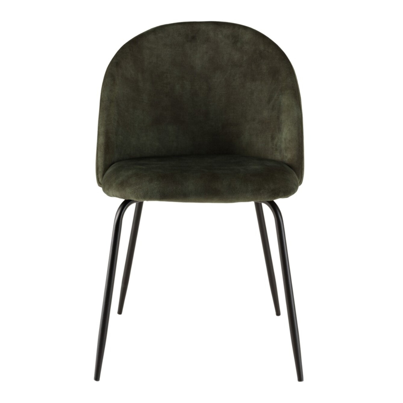 TOM - Lot de 2 chaises velours vert sapin dossier arrondi pieds acier