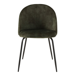 TOM - Lot de 2 chaises velours vert sapin dossier arrondi pieds acier