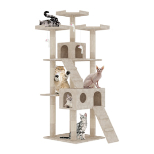 Albero per Gatto con Graffiatoio Cuccia Giocattolo Gatti Parco Giochi Tiragraffi in Sisal Naturale 170 x 49 x 49 cm
