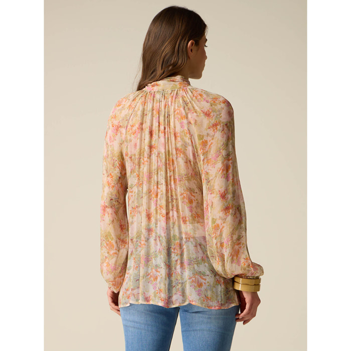 Oltre - Blusa de viscosa plisada con lazo - Rosa
