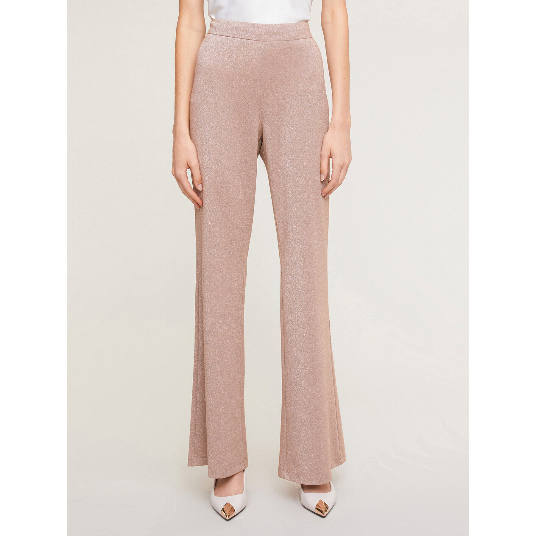 Motivi - Pantalón flare lúrex - Beige