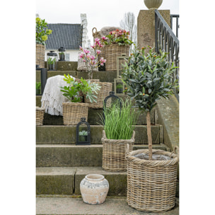 Set di 2 cesti Gili rotondi in rattan kubu naturale con manici - 30 e 40 cm
