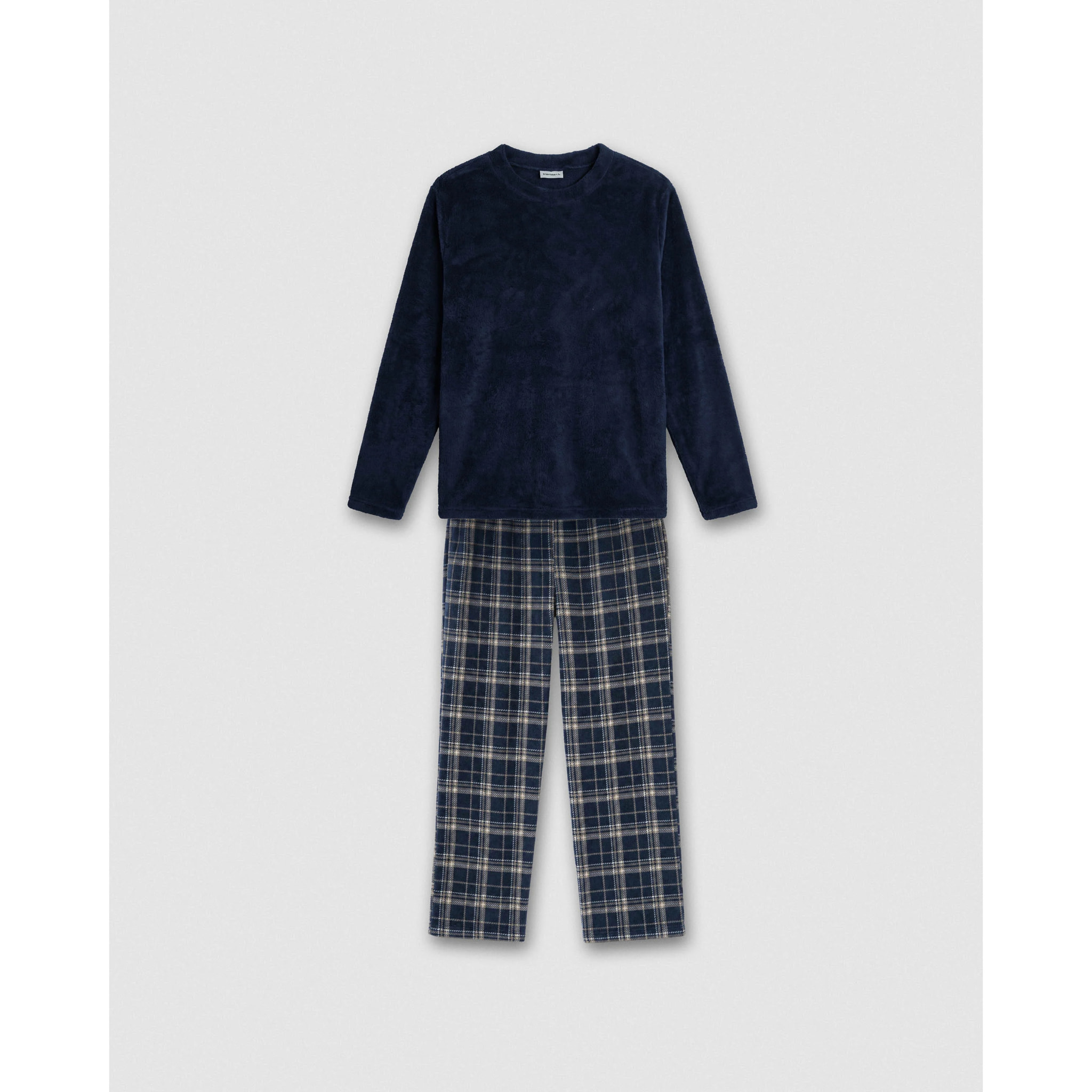 Pijama coral cuadro brais burdeos