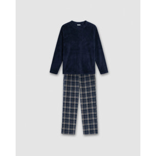 Pijama coral cuadro brais burdeos