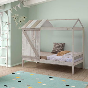 Lit cabane enfant rustique en bois - ALBAN