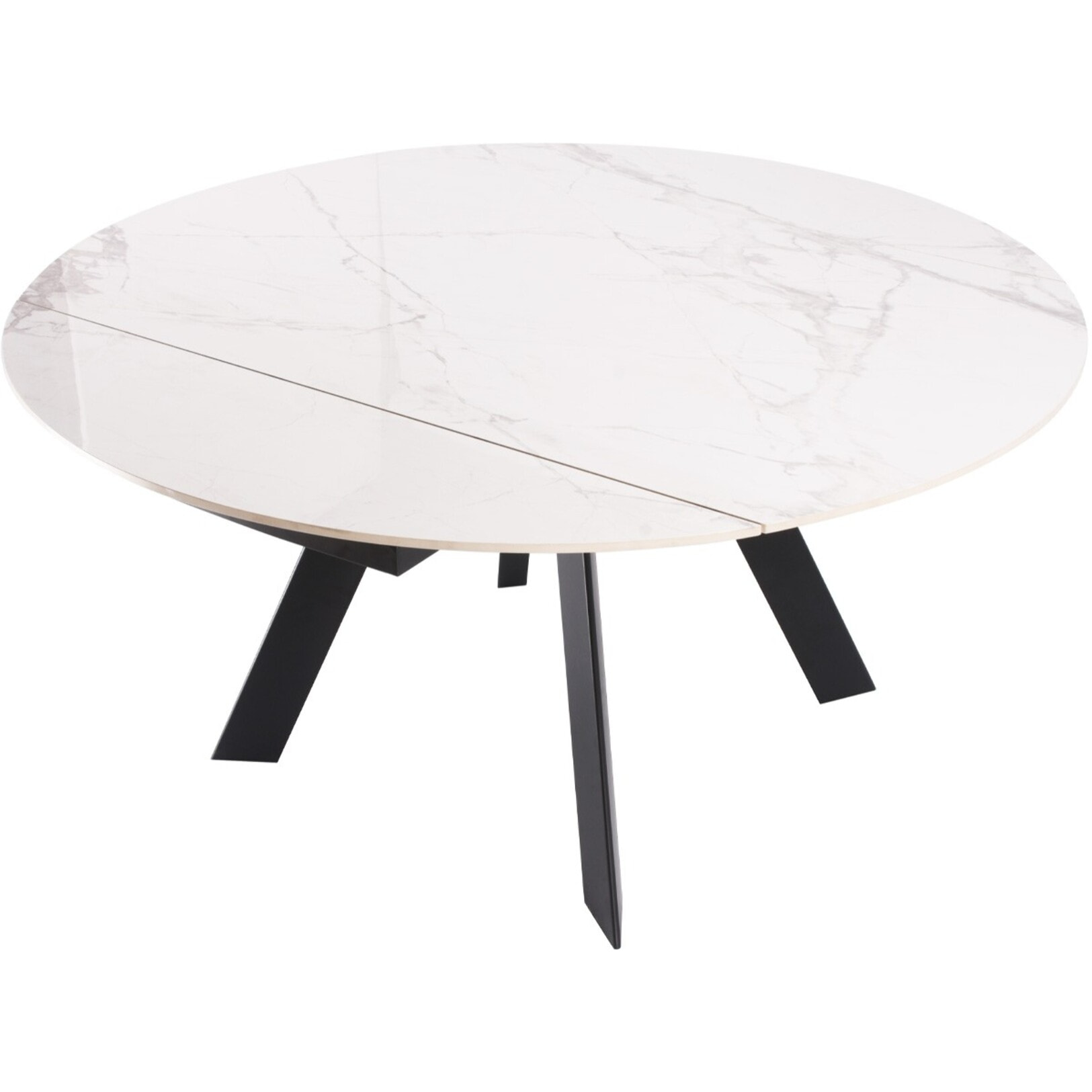 Table à manger ronde extensible 3/6 couverts en céramique effet Marbre - CIRCE