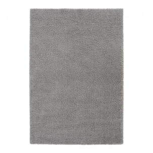 Tapis salon HINOU Gris 120x170 en polypropylène doux et soyeux