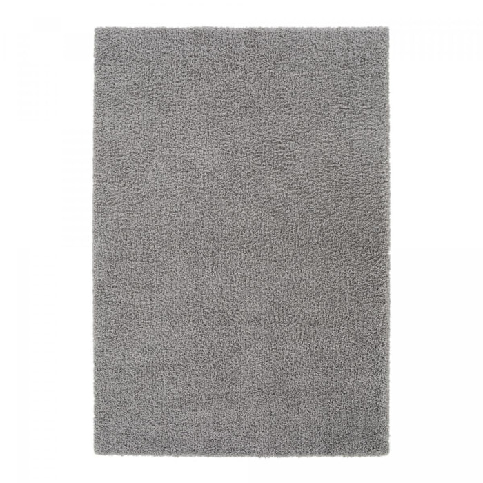 Tapis salon HINOU Gris 120x170 en polypropylène doux et soyeux
