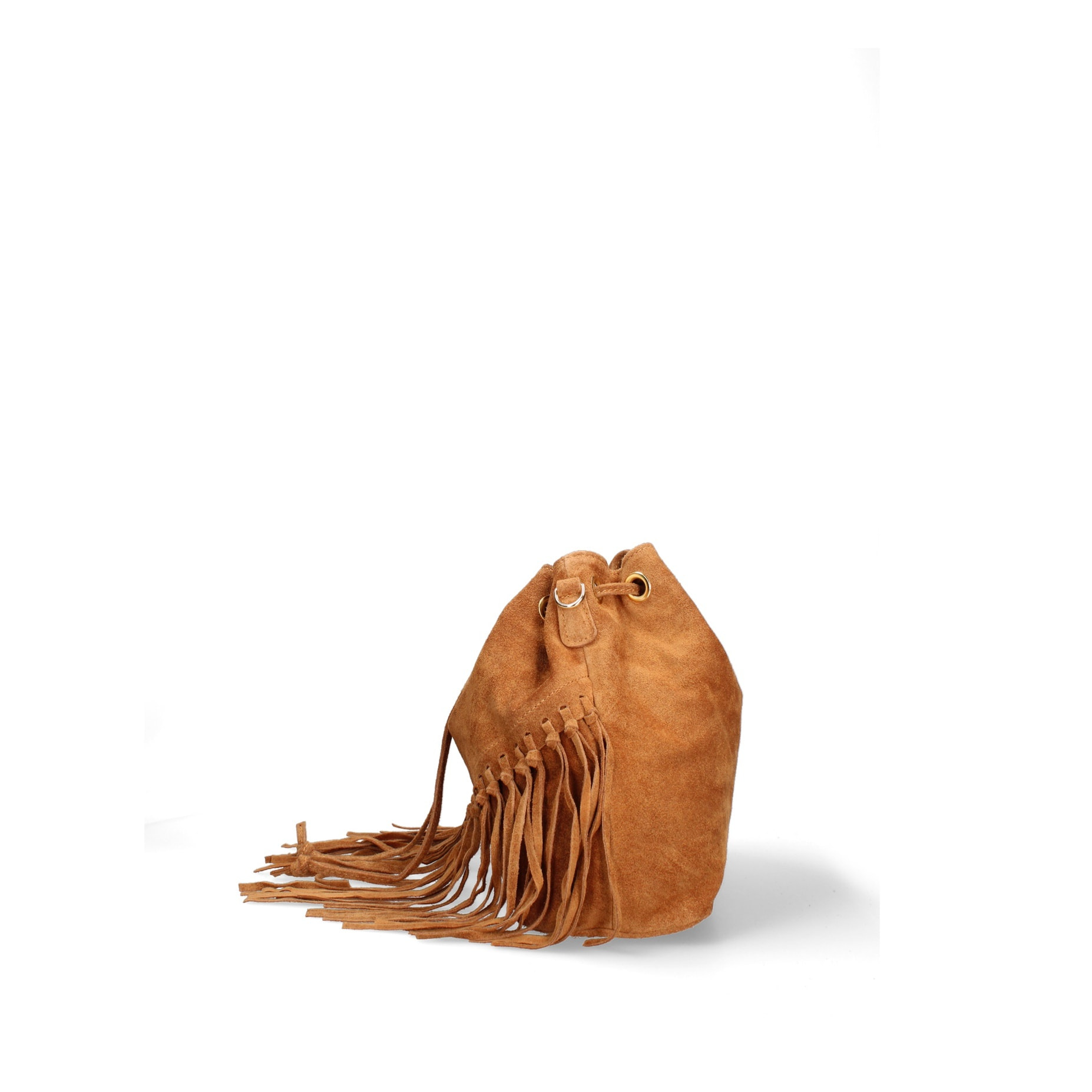 Borsa a secchiello da donna Made in Italy - Modello Umbria Plus - Pelle scamosciata - 25.0 x 22.0 x 13.0 cm