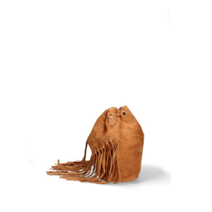 Borsa a secchiello da donna Made in Italy - Modello Umbria Plus - Pelle scamosciata - 25.0 x 22.0 x 13.0 cm