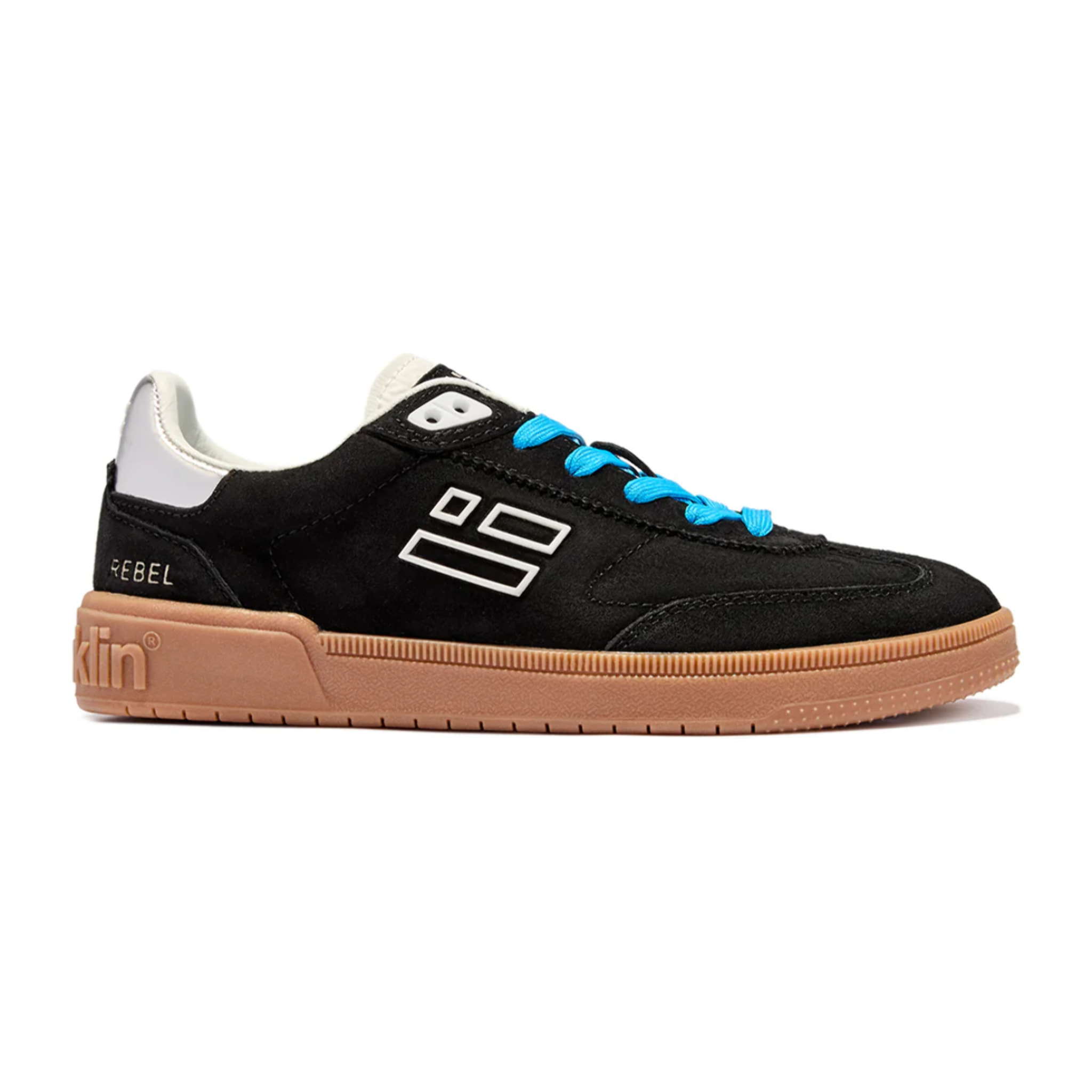 Zapatillas Bajas de Mujer Modelo Rebel Suede Negras con Detalles Metálicos