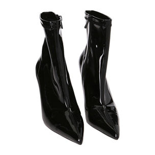 Stivaletti neri in vernice, tacco 9,5 cm