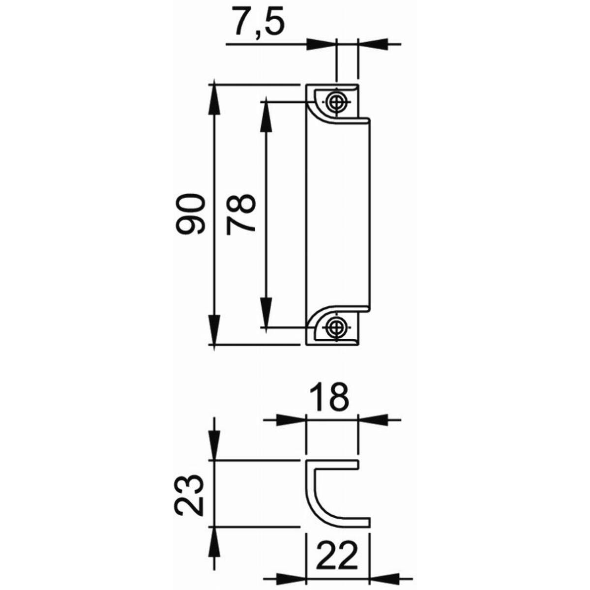 Poignée porte-fenêtre aileron profilée 430 HOPPE L.90 mm - Alu anodisé argent F1 - 517077